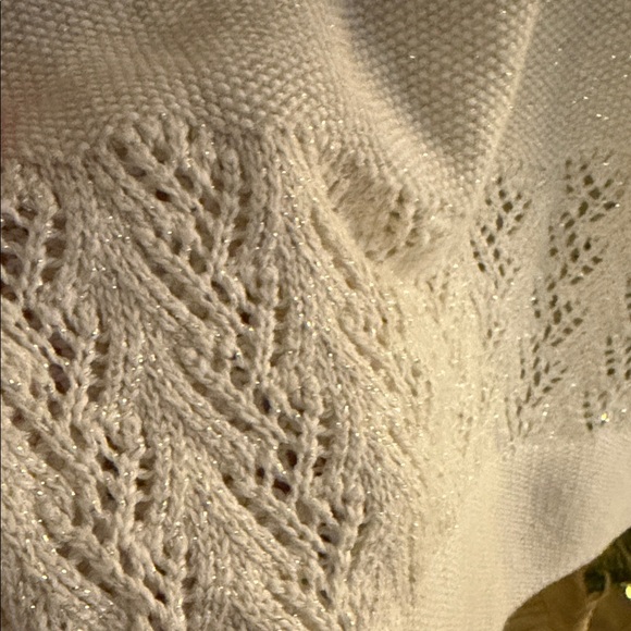 Guess Cream Knit Crew Neck Sweater with a Little Gold Sparkle - Picture 5 of 6